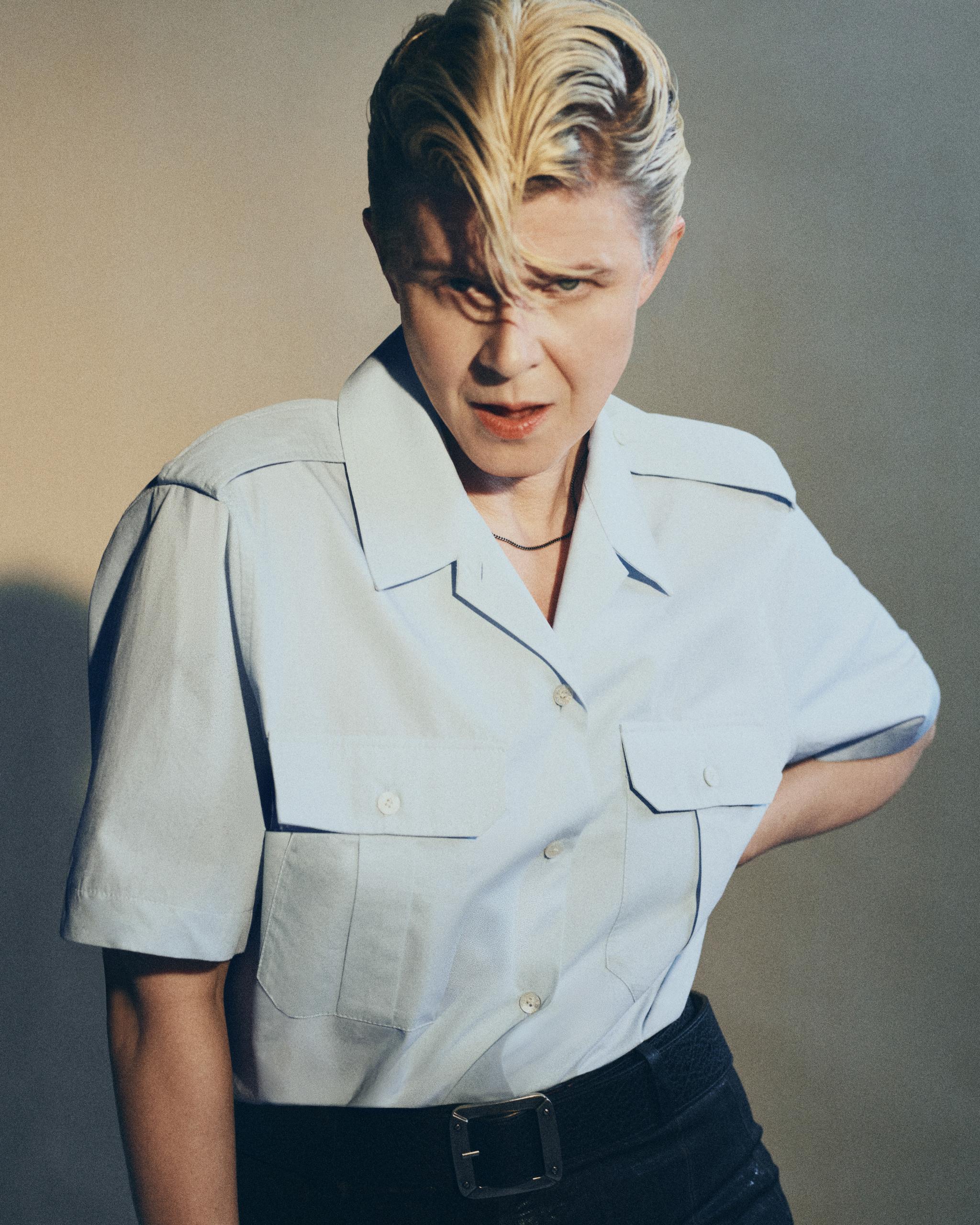 A fashion photo for Acne Studios of Swedish pop artist Robyn.